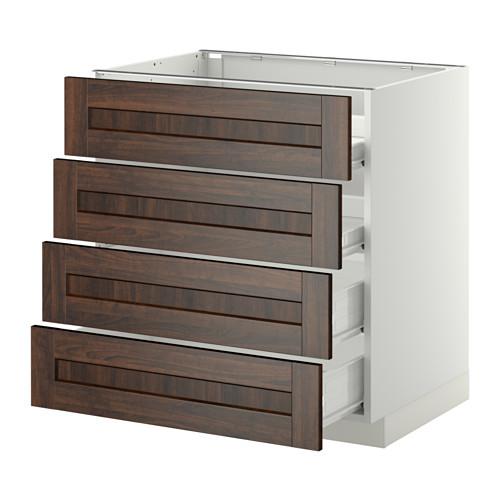 МЕТОД / ФОРВАРА Напольн шкаф 4 фронт панели/4 ящика - белый, Эдсерум под дерево коричневый, 80x60 см МЕТОД / ФОРВАРА Напольн шкаф 4 фронт панели/4 ящика - белый, Эдсерум под дерево коричневый, 80x60 см