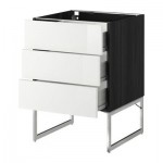 МЕТОД / ФОРВАРА Нплн шк 3 фрнт/3 средн ящика - 60x60x60 см, Рингульт глянцевый белый, под дерево черный МЕТОД / ФОРВАРА Нплн шк 3 фрнт/3 средн ящика - 60x60x60 см, Рингульт глянцевый белый, под дерево черный