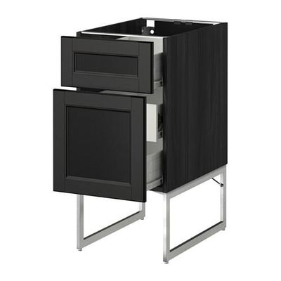 МЕТОД / ФОРВАРА Наполн шк 2 фрнт/3 средн ящ - 40x60x60 см, Лаксарби черно-коричневый, под дерево черный