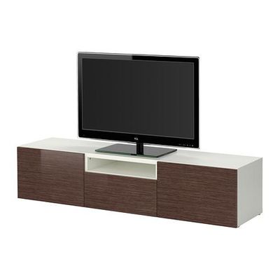 strottenhoofd bodem Gooi BESTA tv-meubel, combinatie - wit bamboepatroon / glanzend / bruin,  180x40x38 cm (s59932368) - reviews, prijsvergelijking