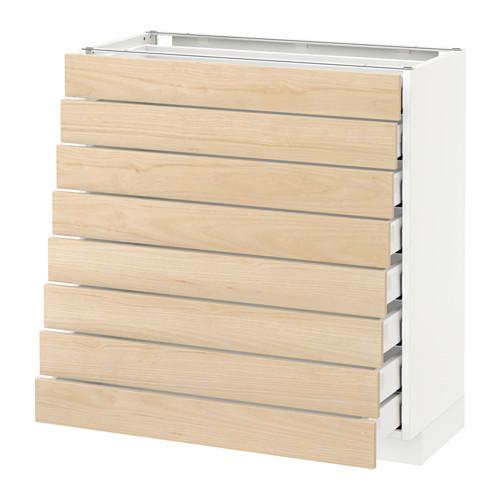 МЕТОД / МАКСИМЕРА Наполн шкаф 8 фронт/8 низк ящиков - белый, Аскерсунд под светлый ясень, 80x37 см