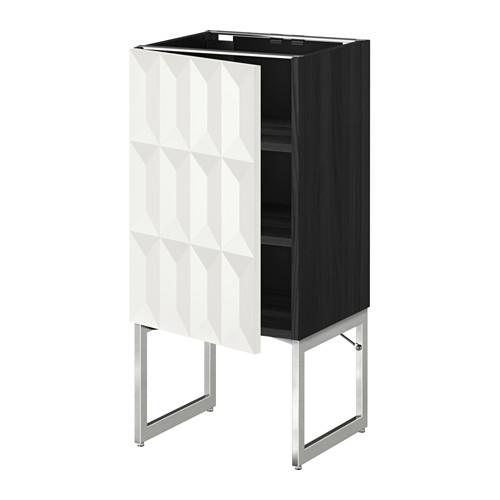 МЕТОД Напольный шкаф с полками - под дерево черный, Гэррестад белый, 40x37x60 см