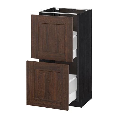 МЕТОД / МАКСИМЕРА Напольный шкаф с 2 ящиками - под дерево черный, Эдсерум под дерево коричневый, 40x37 см