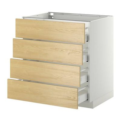 МЕТОД / МАКСИМЕРА Напольн шкаф 4 фронт панели/4 ящика - 80x60 см, Тингсрид под березу, белый МЕТОД / МАКСИМЕРА Напольн шкаф 4 фронт панели/4 ящика - 80x60 см, Тингсрид под березу, белый