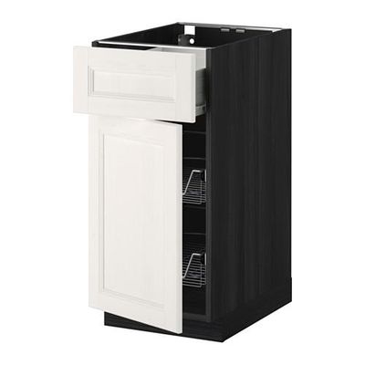 МЕТОД / ФОРВАРА Напольн шкаф с пров корз/ящ/дверью - 40x60 см, Лаксарби белый, под дерево черный