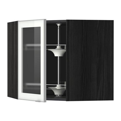 МЕТОД Углов навесн шк с врщ скц/сткл дв - под дерево черный, Ютис матовое стекло/алюминий, 68x60 см МЕТОД Углов навесн шк с врщ скц/сткл дв - под дерево черный, Ютис матовое стекло/алюминий, 68x60 см