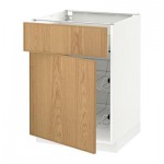 МЕТОД / ФОРВАРА Напольн шкаф с пров корз/ящ/дверью - 60x60 см, Экестад дуб, белый МЕТОД / ФОРВАРА Напольн шкаф с пров корз/ящ/дверью - 60x60 см, Экестад дуб, белый