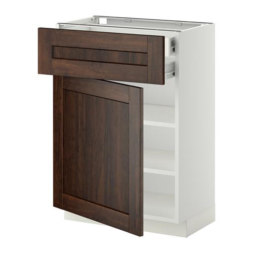 МЕТОД / ФОРВАРА Напольн шкаф двр/фр пнл/плк/2низ ящ - белый, Эдсерум под дерево коричневый, 60x37 см МЕТОД / ФОРВАРА Напольн шкаф двр/фр пнл/плк/2низ ящ - белый, Эдсерум под дерево коричневый, 60x37 см