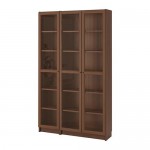 BILLY/OXBERG шкаф книжный со стеклянными дверьми коричневый ясеневый шпон