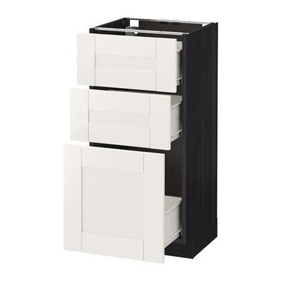 МЕТОД / ФОРВАРА Напольный шкаф с 3 ящиками - 40x37 см, Сэведаль белый, под дерево черный МЕТОД / ФОРВАРА Напольный шкаф с 3 ящиками - 40x37 см, Сэведаль белый, под дерево черный
