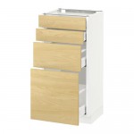 МЕТОД / МАКСИМЕРА Напольн шкаф 4 фронт панели/4 ящика - 40x37 см, Тингсрид под березу, белый