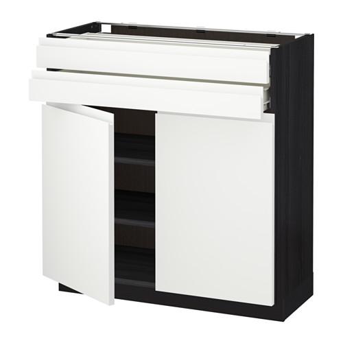 МЕТОД / ФОРВАРА Напольный шкаф/2дверцы/2ящика - под дерево черный, Воксторп белый МЕТОД / ФОРВАРА Напольный шкаф/2дверцы/2ящика - под дерево черный, Воксторп белый