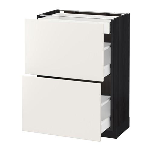 МЕТОД / МАКСИМЕРА Напольный шкаф/2фасада/3ящика - под дерево черный, Веддинге белый, 60x37 см МЕТОД / МАКСИМЕРА Напольный шкаф/2фасада/3ящика - под дерево черный, Веддинге белый, 60x37 см