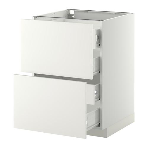 МЕТОД / ФОРВАРА Напольн шкаф 2 фронт пнл/4 средн ящ - белый, Хэггеби белый, 60x60 см