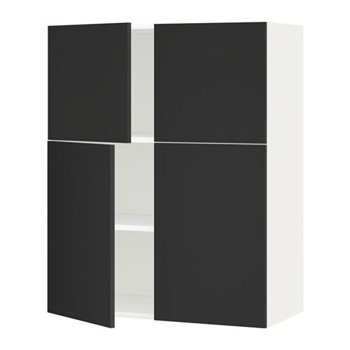 METOD навесной шкаф с полками/4дверцы оцинковка