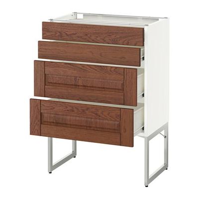 МЕТОД / ФОРВАРА Нплн шк 4 фронт/2 низк/2средн ящ - 60x37x60 см, Филипстад коричневый, белый