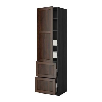 МЕТОД / ФОРВАРА Высокий шкаф+полки/4 ящика/2дверцы - 60x60x220 см, Эдсерум под дерево коричневый, под дерево черный МЕТОД / ФОРВАРА Высокий шкаф+полки/4 ящика/2дверцы - 60x60x220 см, Эдсерум под дерево коричневый, под дерево черный