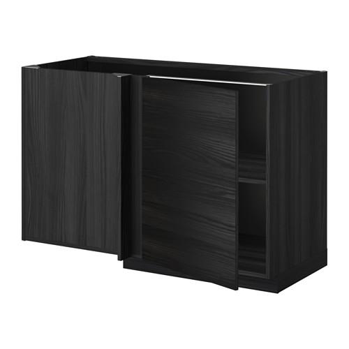 METOD угловой напольный шкаф с полкой черный/Тингсрид черный 127.5x67.5x88 cm