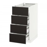 МЕТОД / МАКСИМЕРА Напольн шкаф 4 фронт панели/4 ящика - белый, Кунгсбакка антрацит, 40x60 см МЕТОД / МАКСИМЕРА Напольн шкаф 4 фронт панели/4 ящика - белый, Кунгсбакка антрацит, 40x60 см