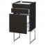 МЕТОД / МАКСИМЕРА Напольн шкаф 3фронт пнл/2низ/2ср ящ - под дерево черный, Кунгсбакка антрацит, 40x37x60 см