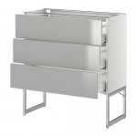 МЕТОД / МАКСИМЕРА Нплн шк 3 фрнт/3 средн ящика - белый, Гревста нержавеющ сталь, 80x37x60 см МЕТОД / МАКСИМЕРА Нплн шк 3 фрнт/3 средн ящика - белый, Гревста нержавеющ сталь, 80x37x60 см