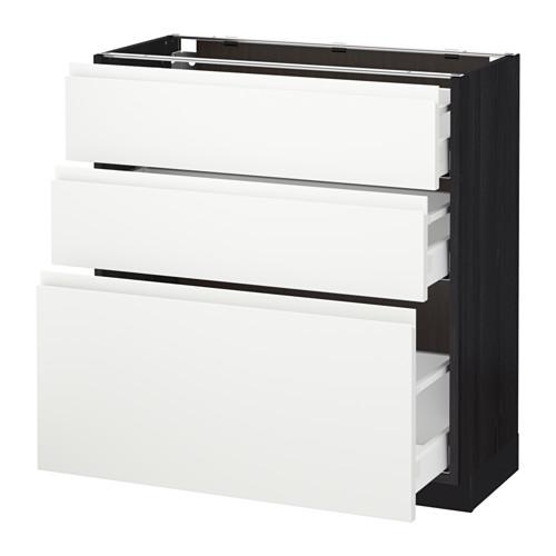 МЕТОД / МАКСИМЕРА Напольный шкаф с 3 ящиками - под дерево черный, Воксторп белый, 80x37 см МЕТОД / МАКСИМЕРА Напольный шкаф с 3 ящиками - под дерево черный, Воксторп белый, 80x37 см