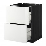 МЕТОД / МАКСИМЕРА Напольн шкаф 2фрнт/2выс ящ - 60x60 см, Рингульт глянцевый белый, под дерево черный