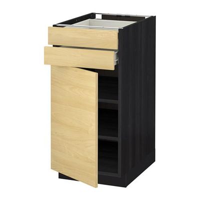 МЕТОД / ФОРВАРА Напольный шкаф с дверцей/2 ящиками - 40x60 см, Тингсрид под березу, под дерево черный