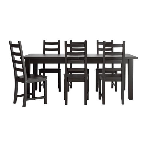 overeenkomst Pogo stick sprong Magnetisch KAUSTBY / STORNÄS tafel en 6 stoelen bruin-zwart (998.856.66) - recensies,  prijs, waar te kopen