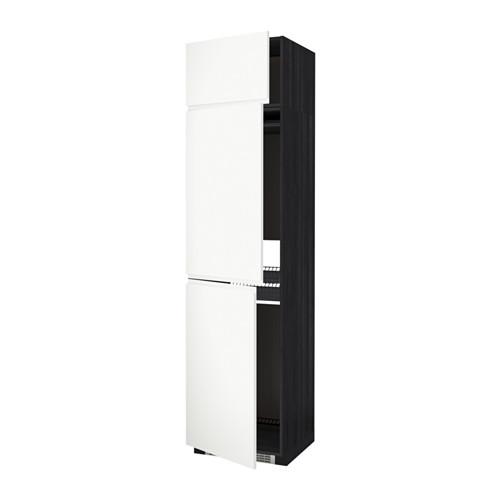 МЕТОД Выс шкаф для хол/мороз с 3 дверями - под дерево черный, Воксторп белый МЕТОД Выс шкаф для хол/мороз с 3 дверями - под дерево черный, Воксторп белый