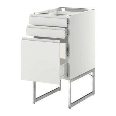 МЕТОД / ФОРВАРА Напольн шкаф 3фронт пнл/2низ/2ср ящ - 40x60x60 см, Нодста белый/алюминий, белый МЕТОД / ФОРВАРА Напольн шкаф 3фронт пнл/2низ/2ср ящ - 40x60x60 см, Нодста белый/алюминий, белый