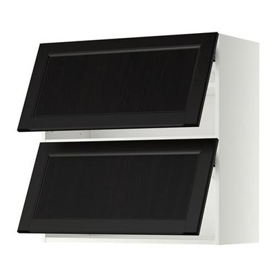 МЕТОД Навесной шкаф/2 дверцы, горизонтал - 80x80 см, Лаксарби черно-коричневый, белый