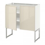 МЕТОД Напол шкаф с полками/2двери - белый, Воксторп глянцевый светло-бежевый, 80x37x60 см МЕТОД Напол шкаф с полками/2двери - белый, Воксторп глянцевый светло-бежевый, 80x37x60 см