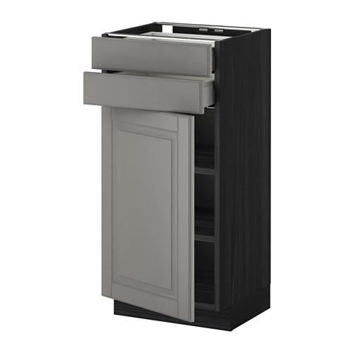 МЕТОД / МАКСИМЕРА Напольный шкаф с дверцей/2 ящиками - под дерево черный, Будбин серый, 40x37 см