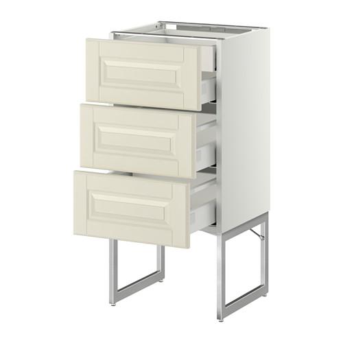 МЕТОД / МАКСИМЕРА Напольн шкаф 3фронт пнл/2низ/2ср ящ - белый, Будбин белый с оттенком, 40x37x60 см