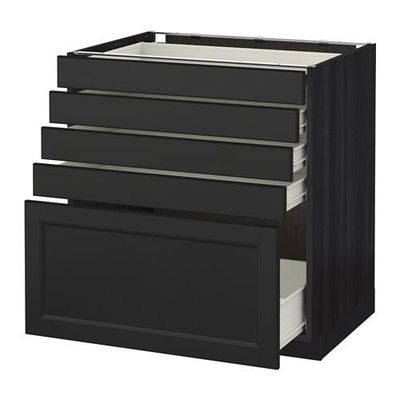 МЕТОД / ФОРВАРА Напольный шкаф с 5 ящиками - 80x60 см, Лаксарби черно-коричневый, под дерево черный МЕТОД / ФОРВАРА Напольный шкаф с 5 ящиками - 80x60 см, Лаксарби черно-коричневый, под дерево черный