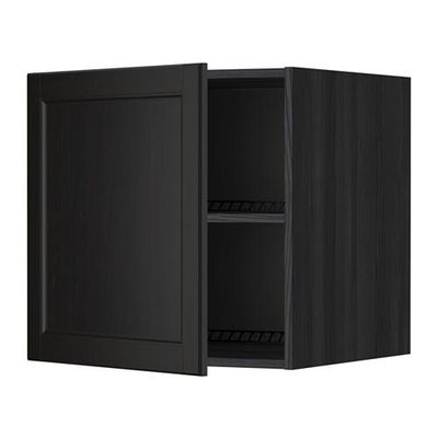 МЕТОД Верх шкаф на холодильн/морозильн - 60x60 см, Лаксарби черно-коричневый, под дерево черный