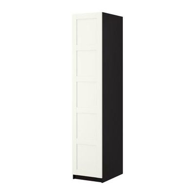 ПАКС Гардероб с 1 дверью - Бергсбу белый, черно-коричневый, 50x60x201 см, плавно закрывающиеся петли