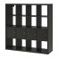 KALLAX стеллаж с 4 вставками черно-коричневый 147x39x147 cm
