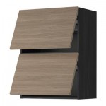 МЕТОД Навесной шкаф/2 дверцы, горизонтал - 60x80 см, Брокхульт под грецкий орех светло-серый, под дерево черный