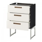 МЕТОД / ФОРВАРА Нплн шк 3 фрнт/3 средн ящика - 60x37x60 см, Мэрста белый, под дерево черный