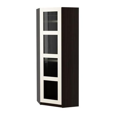 ПАКС Гардероб угловой - Бергсбу матовое стекло/белый, черно-коричневый, 73/73x201 см, ПАКС Гардероб угловой - Бергсбу матовое стекло/белый, черно-коричневый, 73/73x201 см,