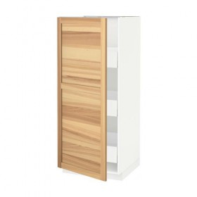 МЕТОД / МАКСИМЕРА Высокий шкаф с ящиками - белый, Торхэмн естественный ясень, 60x60x140 см
