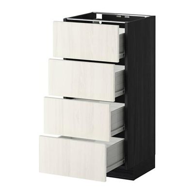 МЕТОД / ФОРВАРА Напольн шкаф 4 фронт панели/4 ящика - 40x37 см, Росдаль белый ясень, под дерево черный