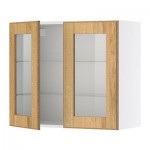 ФАКТУМ Навесной шкаф с 2 стеклянн дверями - Норье дуб, 80x92 см
