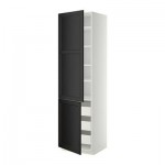 МЕТОД / ФОРВАРА Высокий шкаф+полки/3 ящика/2 дверцы - 60x60x220 см, Лаксарби черно-коричневый, белый МЕТОД / ФОРВАРА Высокий шкаф+полки/3 ящика/2 дверцы - 60x60x220 см, Лаксарби черно-коричневый, белый