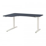 БЕКАНТ Углов письм стол лев/трансф - линолеум синий/белый