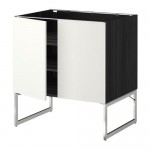 МЕТОД Напол шкаф с полками/2двери - под дерево черный, Хэггеби белый, 80x60x60 см