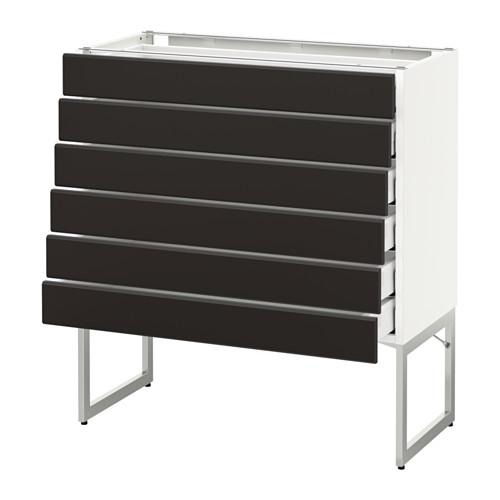 МЕТОД / МАКСИМЕРА Напольн шкаф 6фронт пнл/6 низ ящ - белый, Кунгсбакка антрацит, 80x37x60 см МЕТОД / МАКСИМЕРА Напольн шкаф 6фронт пнл/6 низ ящ - белый, Кунгсбакка антрацит, 80x37x60 см