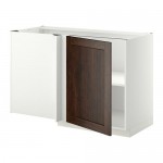 МЕТОД Угловой напольный шкаф с полкой - белый, Эдсерум под дерево коричневый